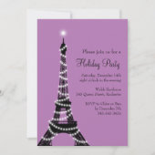 Holiday Eiffel Tower Uitnodiging paars (Voorkant)