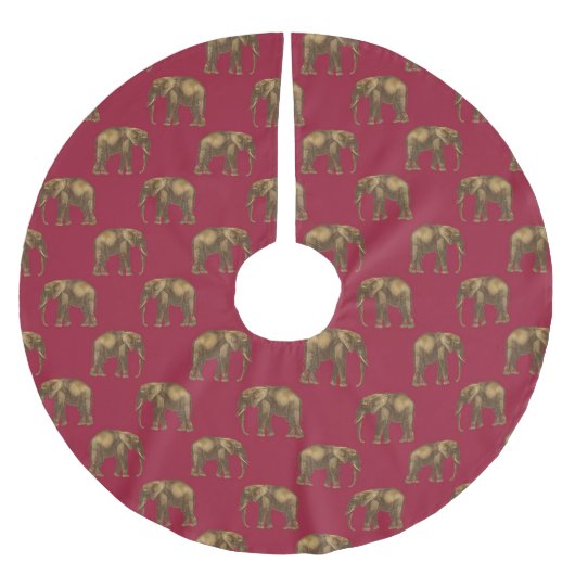 Holiday Elegant Gold Red Animal Elephant Kerstboom Rok (Voorkant)