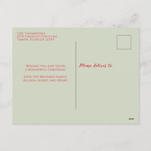 Holiday Elegant Green Snowflake Classic 1 Foto Feestdagenkaart (Achterkant)