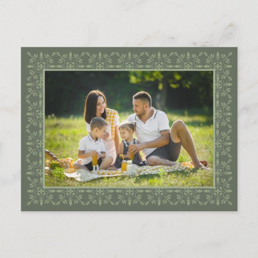 Holiday Elegant Green Snowflake Classic 1 Foto Feestdagenkaart (Voorkant)