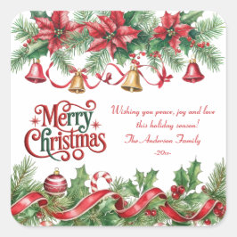Holiday Elegant Soft Merry Christmas Party Vierkante Sticker