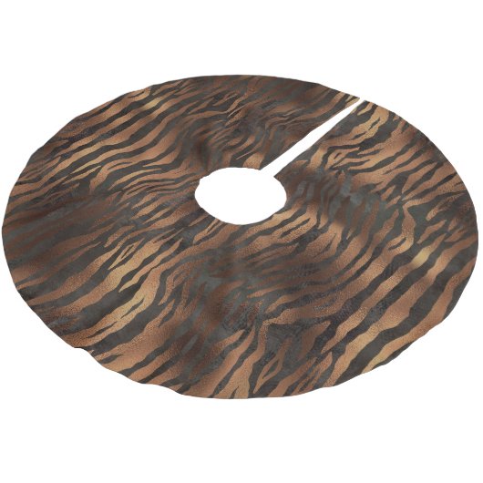 Holiday Elegant Tiger Print Bronze Satin Chic Kerstboom Rok (Gekanteld)