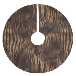 Holiday Elegant Tiger Print Bronze Satin Chic Kerstboom Rok