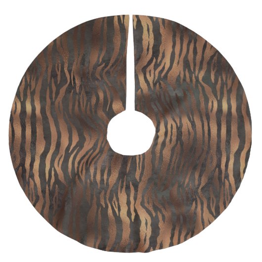 Holiday Elegant Tiger Print Bronze Satin Chic Kerstboom Rok (Voorkant)