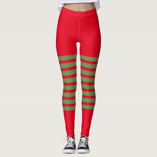 Holiday Elf Leggings Candy Cane Kerstmis (Voorkant)