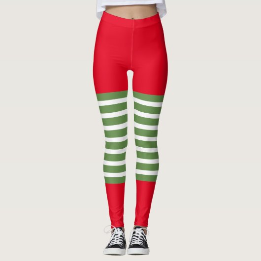 Holiday Elf Leggings Candy Cane Kerstmis (Voorkant)