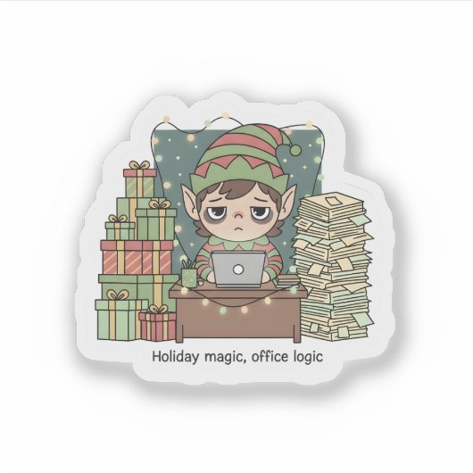 Holiday Elf Workload – Funny Christmas Sticker (Voorkant)