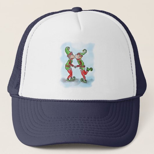 Holiday Elves Kissing Trucker Pet (Voorkant)