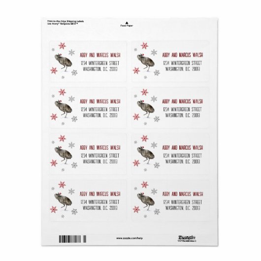 Holiday Emu Etiket (Full Sheet)