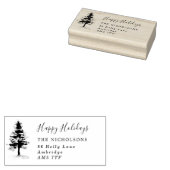 Holiday Etched Pine Tree Familie Adres Rubber Sta Rubberstempel (Gestempeld)