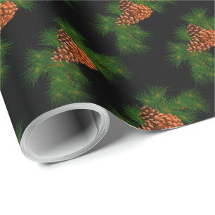 Holiday Evergreen pine cone patroon - Cadeaupapier