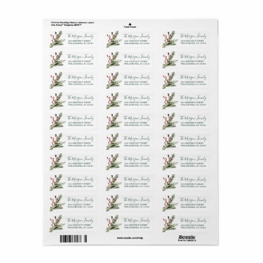 Holiday Evergreen Return Address Labels (Full Sheet)