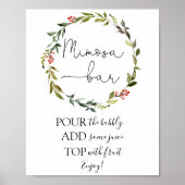 Holiday Evergreen Wreath Mimosa Bar Sign Poster (Voorkant)
