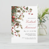 Holiday Evergreens and Berries Cocktail Party Kaart (Staand voorkant)