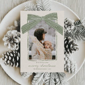Holiday Family Photo Card Christmas Bow Stripe Feestdagenkaart