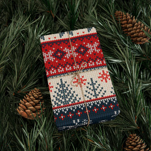 Holiday Faux Knit met kerstabel Patroon Cadeaupapier
