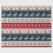 Holiday Faux Knit Pattern kerst op maat Cadeaupapier (Vlak)