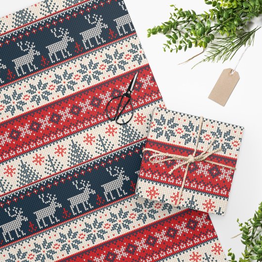Holiday Faux Knit Pattern kerst op maat Cadeaupapier