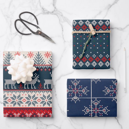 Holiday Faux Knit Pattern kerst op maat Inpakpapier Vel (Voorkant)