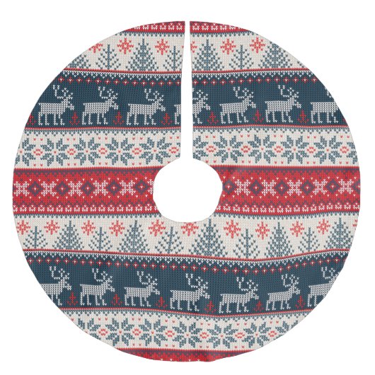 Holiday Faux Knit Pattern Nordic Theme Kerstmis Kerstboom Rok (Voorkant)