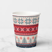 Holiday Faux Knit Pattern Nordic Theme Kerstmis Papieren Bekers (Achterkant)