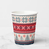 Holiday Faux Knit Pattern Nordic Theme Kerstmis Papieren Bekers (Links)