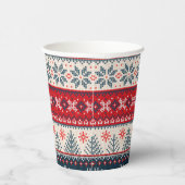 Holiday Faux Knit Pattern Nordic Theme Kerstmis Papieren Bekers (Rechts)