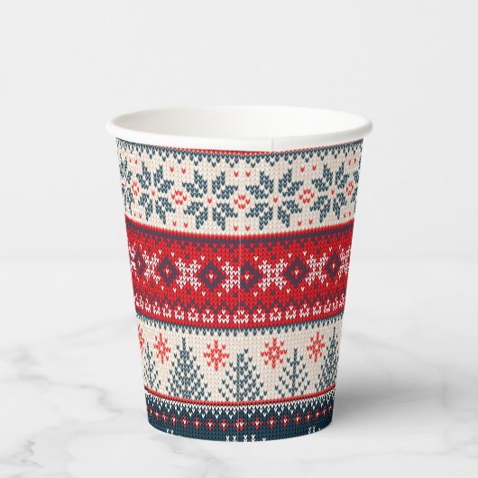 Holiday Faux Knit Pattern Nordic Theme Kerstmis Papieren Bekers (Rechts)