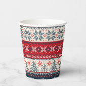 Holiday Faux Knit Pattern Nordic Theme Kerstmis Papieren Bekers (Voorkant)