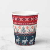 Holiday Faux Knit Pattern Nordic Theme Kerstmis Papieren Bekers (Achterkant)