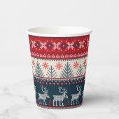 Holiday Faux Knit Pattern Nordic Theme Kerstmis Papieren Bekers (Links)