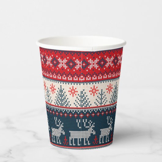 Holiday Faux Knit Pattern Nordic Theme Kerstmis Papieren Bekers (Rechts)