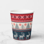 Holiday Faux Knit Pattern Nordic Theme Kerstmis Papieren Bekers (Voorkant)