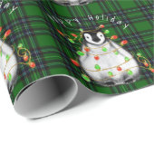Holiday Festive Penguin, roodgekleurde groene lich Cadeaupapier (Rol Hoek)