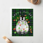 Holiday Festive Penguin, roodgekleurde groene lich Notitiekaartje (Voorkant / Achterkant in situ)
