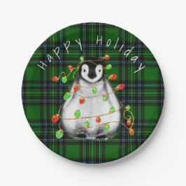 Holiday Festive Penguin, roodgekleurde groene lich Papieren Bordje