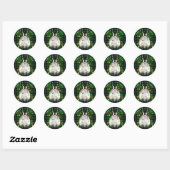 Holiday Festive Penguin, roodgekleurde groene lich Ronde Sticker (Vel)