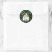 Holiday Festive Penguin, roodgekleurde groene lich Ronde Sticker (Tas)