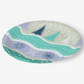 Holiday Fir Trees Snowflakes Sneeuwkerst Papieren Bordje (Gekanteld)