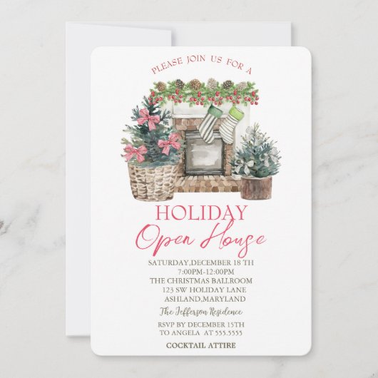 Holiday Fireplace Open House Kaart (Voorkant)