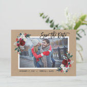Holiday Floral Bewaar de datum Fotokaart Save The Date (Staand voorkant)