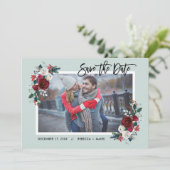 Holiday Floral Bewaar de datum Fotokaart Save The Date (Staand voorkant)