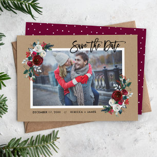 Holiday Floral Bewaar de datum Fotokaart Save The Date