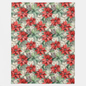 Holiday Floral Blanket Red Poinsettia Cozy Throw Fleece Deken (Voorkant)