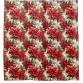 Holiday Floral Curtain Red Poinsettia Décor Douchegordijn (Voorkant)