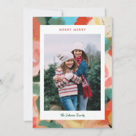 Holiday Floral Painted Border  Feestdagenkaart