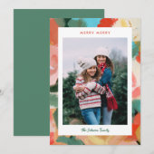 Holiday Floral Painted Border  Feestdagenkaart (Voorkant / Achterkant)