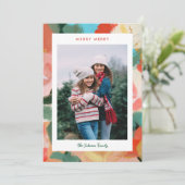 Holiday Floral Painted Border  Feestdagenkaart (Staand voorkant)