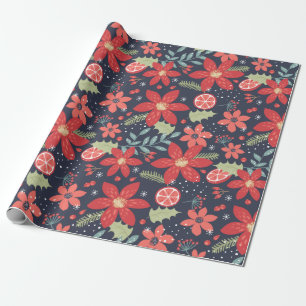Holiday Floral Pattern Cadeaupapier