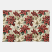Holiday Floral Towel Classic Red Poinsettia Art Theedoek (Horizontaal)